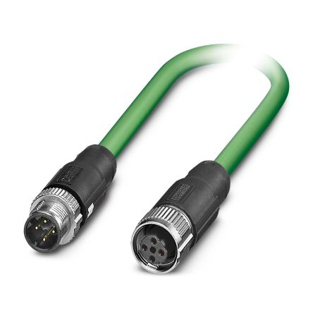Phoenix Contact M12, 7 m Ethernet Cable, Black Screened Polyethylene Sheath