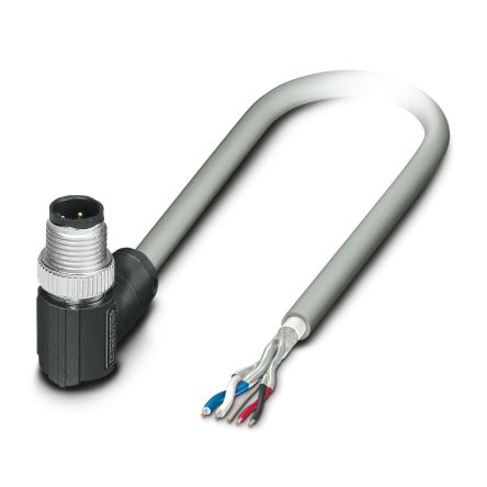 Phoenix Contact Male 5 way M12, Right Angle to 4 way Straight Bus Cable, 2 m