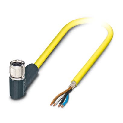 Phoenix Contact Female 4 way Free Cable End to 4 way Angled Socket M8 Sensor Actuator Cable, 2 m