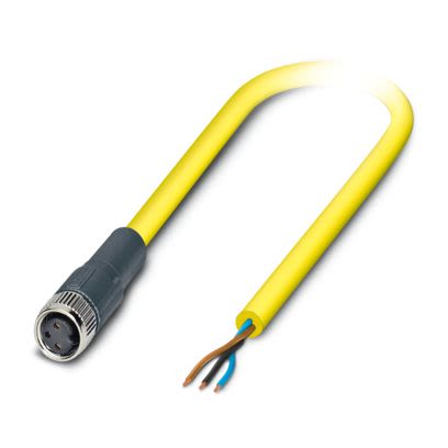 Phoenix Contact Female 3 way Free Cable End to 3 way M8, Straight Sensor Actuator Cable, 10 m