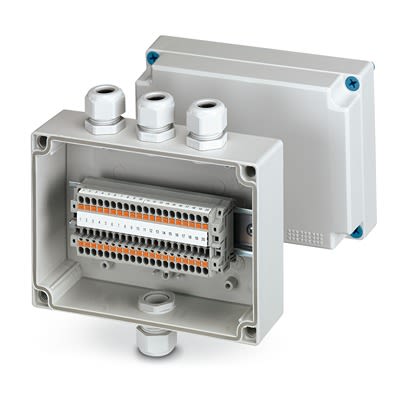 Phoenix Contact E AB A Series Grey ABS Junction Box, 20 Terminals, 180 mm, 130mm 100 mm
