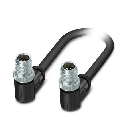 Phoenix Contact M12, 300 mm Ethernet Cable, Black Screened Polyurethane Sheath