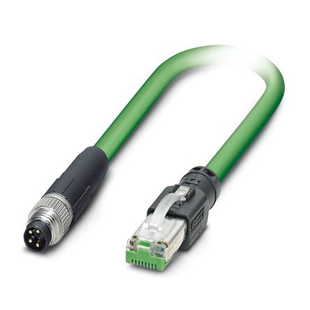 Phoenix Contact M8, RJ45, 200 mm Ethernet Cable, Green Screened Polyurethane Sheath
