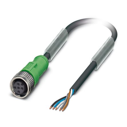 Phoenix Contact Female 5 way M12, Straight to 5 way Straight Socket M12 Actuator/Sensor Cable, 5 m