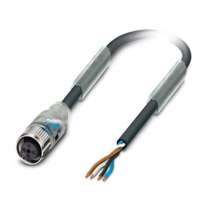 Phoenix Contact 4 way Free Cable End to Female 4 way M12, Straight Sensor Actuator Cable, 5 m