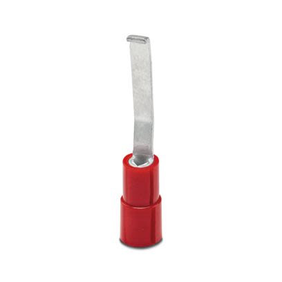 Phoenix Contact Hooked Insulated Blade terminal plug 18 mm Blade Length, 16 AWG to 22 AWG, Red