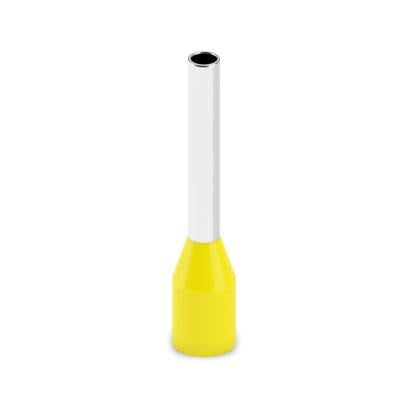 Phoenix Contact, AI1 -10 YE Insulated Ferrule, 10 mm Pin Length, 1.5 mm Pin Diameter, Yellow to 18 AWG Wire Size