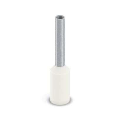 Phoenix Contact Insulated Bootlace Ferrule, 14 mm Pin Length, 1.3 mm Pin Diameter, White to 18 AWG Wire Size