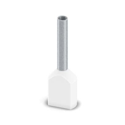 Phoenix Contact Insulated Bootlace Ferrule, 12 mm Pin Length, 1.5 mm Pin Diameter, White to 18 AWG Wire Size