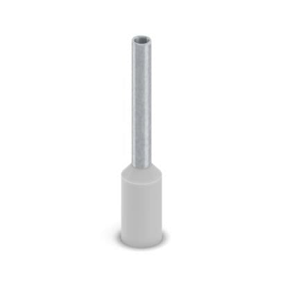 Phoenix Contact, Ferrule A Insulated Bootlace Ferrule, 10 mm Pin Length, 1.3 mm Pin Diameter, Grey to 18 AWG Wire Size