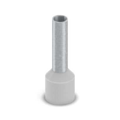 Phoenix Contact, Ferrule A Insulated Bootlace Ferrule, 14 mm Pin Length, 2.3 mm Pin Diameter, Grey to 14 AWG Wire Size