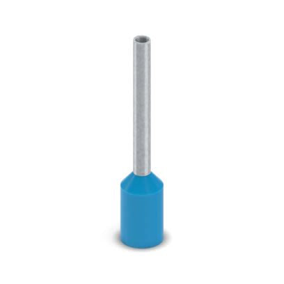 Phoenix Contact, Ferrule A Insulated Bootlace Ferrule, 12 mm Pin Length, 1.3 mm Pin Diameter, Blue to 18 AWG Wire Size