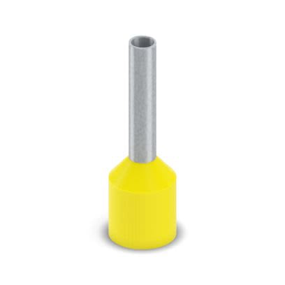 Phoenix Contact, AI-GB 6 - 12 YE Insulated Bootlace Ferrule, 12 mm Pin Length, 3.6 mm Pin Diameter, Yellow to 10 AWG