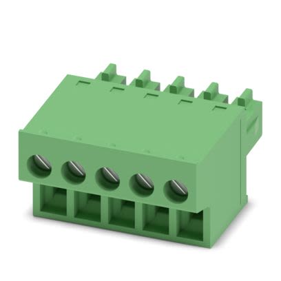 Phoenix Contact 5/.-ST, FRONT-MC 1 Series Pluggable Terminal Block, 5-Contact, 3.81 mm Pitch, 1 Row, 1850699