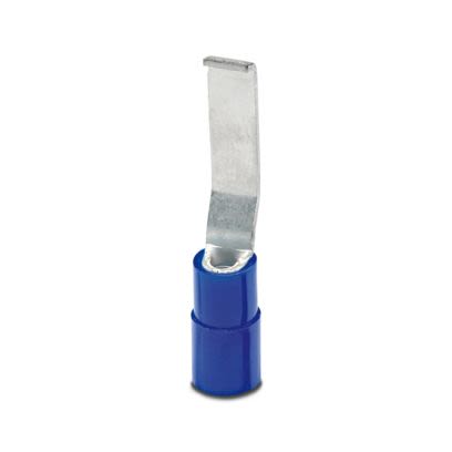 Phoenix Contact Hooked Insulated Blade terminal plug 28.5 mm Blade Length, 14 AWG to 16 AWG, Blue