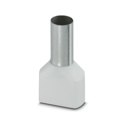Phoenix Contact, AI-TWIN Insulated Ferrule, 16 mm Pin Length, 8.5 mm Pin Diameter, White to 6 AWG Wire Size