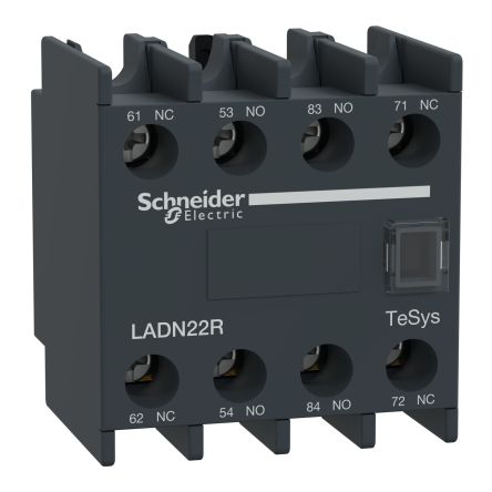 Schneider Electric Auxiliary Contact Block, 4 Contact, 2 NO/2 NC, LADN, Screw, LADN22R