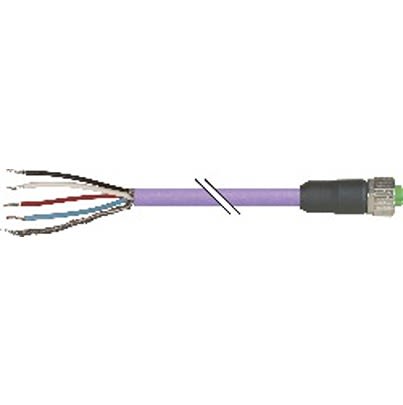 B&R Male 5 way M12 to Female 5 way Unterminated Actuator/Sensor Cable, 15 m