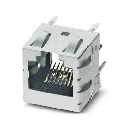 Phoenix Contact CUC-IND-J1ST-S/R4LS-PG-S Series RJ45 Connector Female, PCB, Through Hole Shielded Straight 1 Port 8 Way