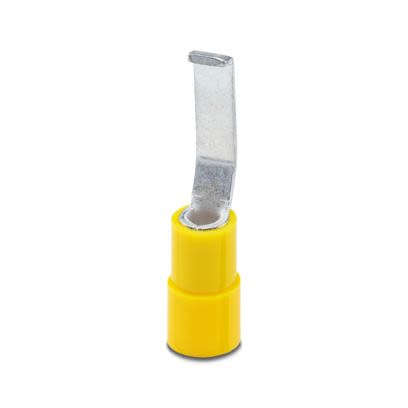 Phoenix Contact Hooked Insulated Blade terminal plug 28.5 mm Blade Length, 10 AWG to 12 AWG, Yellow