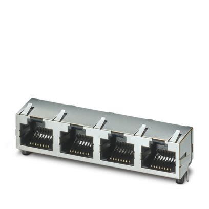 Phoenix Contact CUC-MP-J1ST-A/4R4LT Series RJ45 Connector Female, PCB, Through Hole Shielded Straight 4 Port 8 Way