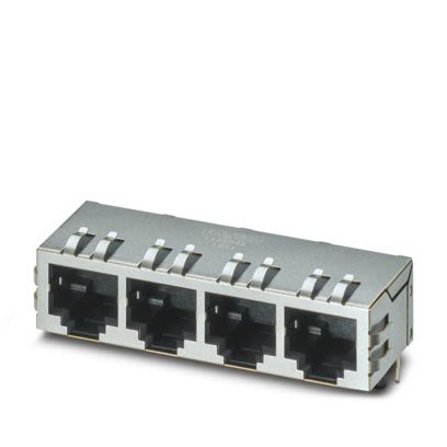 Phoenix Contact CUC-IND-J1ST Series RJ45 Connector Female, PCB, Through Hole Shielded Straight 4 Port 8 Way