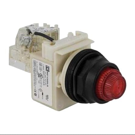 Schneider Electric, 9001K, Panel Mount Red LED Pilot Light Complete Unit, 30 mm Cutout, IP66, Round, 28V