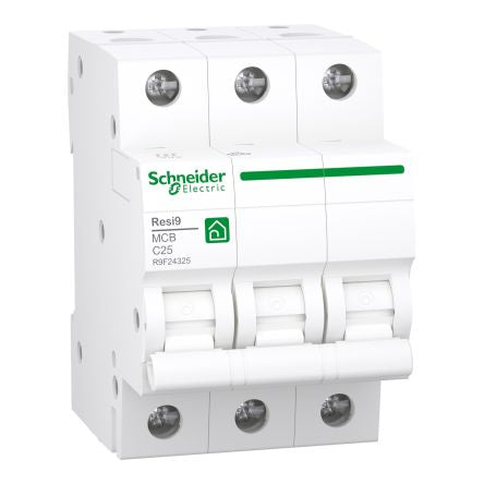Schneider Electric Resi9 Resi9 Miniature Circuit Breaker, 3-Pole, 25A, Type C, 400V ac AC, 6 kA Breaking Capacity