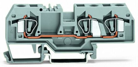 WAGO 282-681 282 Series Feed Through Terminal Block Grey, 6mm², 1-Level, Cage Clamp