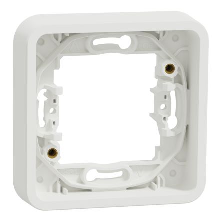 Schneider Electric Mureva Styl White Polycarbonate Back Box Mounting Frame, NF, IP55, Flush Mount, 1 Gangs 28 mm 84mm 28