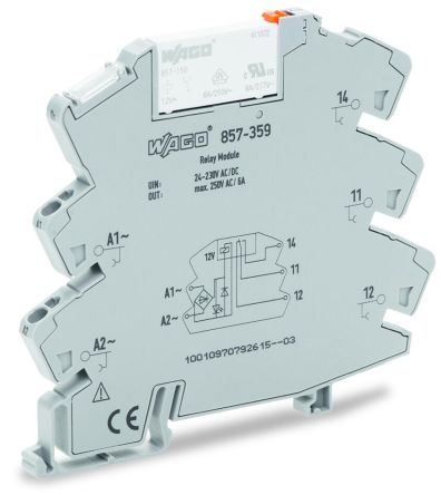 WAGO 857 Series Interface Relay, DIN Rail, 230V ac/dc Coil, SPDT, 20mA
