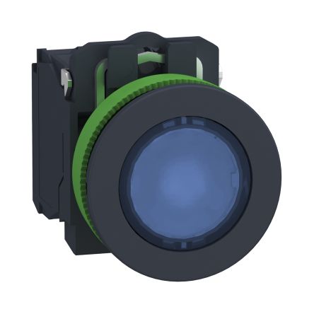 Schneider Electric XB5 Series Illuminated Push Button Switch, Spring Return, Panel, 30 mm Cutout, SPDT, Blue LED, IP66,
