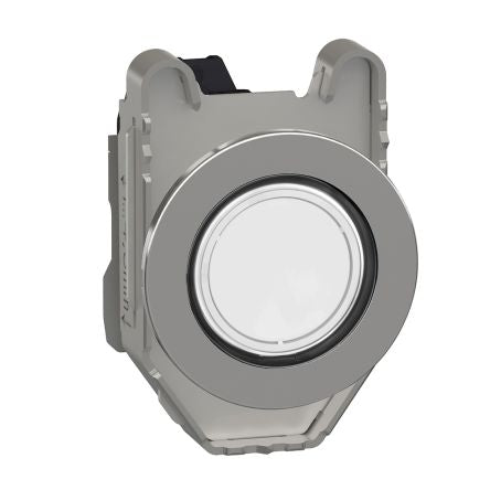Schneider Electric, Harmony XB4, Flush White LED Pilot Light, 30 mm Cutout, IP67, IP66, IP69, Round, 21.6 V ac, 26.4 V