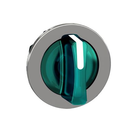 Schneider Electric ZB4 Series 3 Position Illuminated Selector Switch Head, 30 mm Cutout, Green Handle, IP67, IP66, IP69