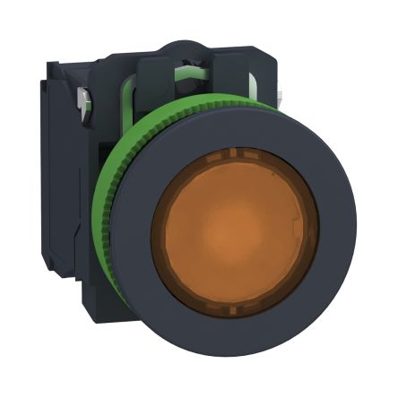 Schneider Electric XB5 Series Illuminated Push Button Switch, Panel Mount, 30 mm Cutout Orange, SPDT, IP66, IP67, IP69,