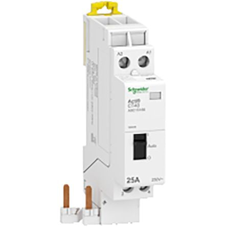 Schneider Electric Acti9 Contactor, 230V ac Coil, 2-Pole, 25 A, 3 W 230V ac, 2 NO, 250V ac