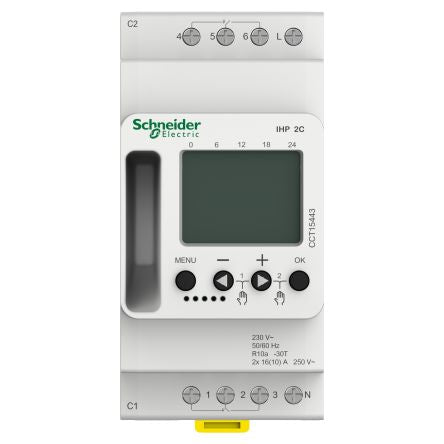 Schneider Electric Digital Acti9 DIN Rail Time Switch, 2-Channel 230V ac