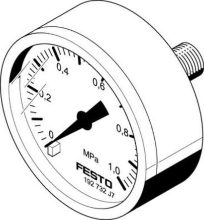 Festo 1/8 in G Threaded Pressure Gauge, 40 mm, 10 bar