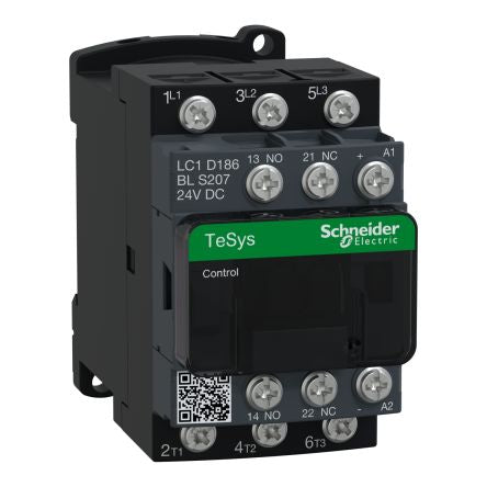 Schneider Electric TeSys D Contactor, 24V dc Coil, 3-Pole, 18 A, 10 kW 24V dc, 3 NO, 690V
