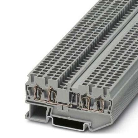 Phoenix Contact 3036233 ST Series DIN Rail Terminal Block Grey, 0.08mm², 4 mm², 1-Level, Spring Cage