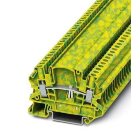 Phoenix Contact 2-Way Ground Terminal Block, 6mm², 10AWG, 26 AWG Wire, Screw, Polyamide Housing