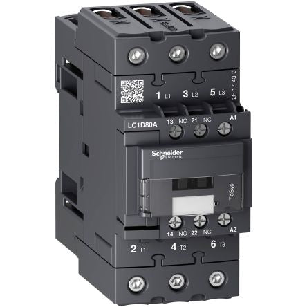 Schneider Electric TeSyS D Contactor, 220V ac Coil, 3-Pole, 66 A, 37 kW, 1 NO/1 NC