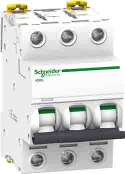 Schneider Electric Acti9 Acti9 iC60 Miniature Circuit Breaker, 3-Pole, 3A, Type C, 180 V dc DC, 15000 A Breaking
