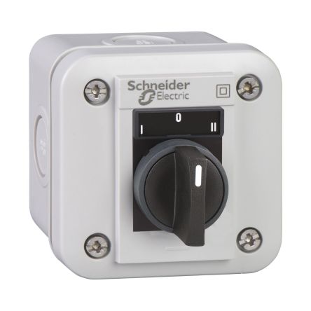 Schneider Electric Push Button Control Station - SPDT, Polycarbonate, 1 Cutouts, Black, I/O, IP54
