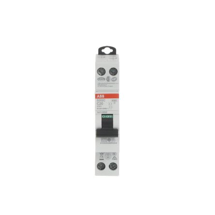 ABB S200C S200C Miniature Circuit Breaker, 2-Pole, 20A, Type C, 415V ac AC, 6 kA Breaking Capacity