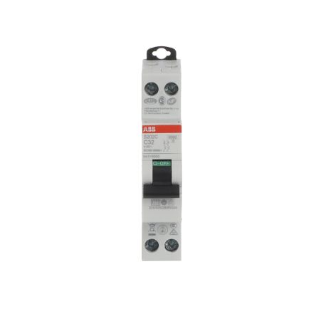 ABB S200C S200C Miniature Circuit Breaker, 2-Pole, 32A, Type C, 415V ac AC, 6 kA Breaking Capacity