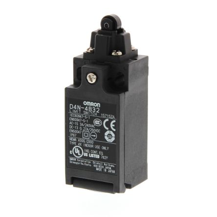 Omron D4n Series Roller Plunger Limit Switch, 2 NC, IP67, Plastic Housing, 240V, 10A