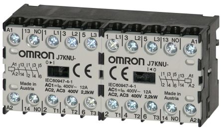 Omron J7KNU Contactor, 230V ac Coil, 3-Pole, 5 A, 2.2 kW 230V ac, 1 NC, 440V