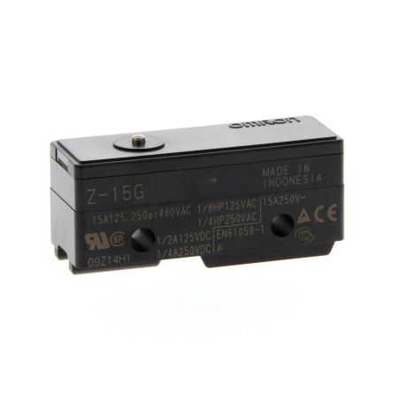 Omron Z Series Plunger Limit Switch, SPDT, IP00, Plastic Housing, 500V ac, 15A