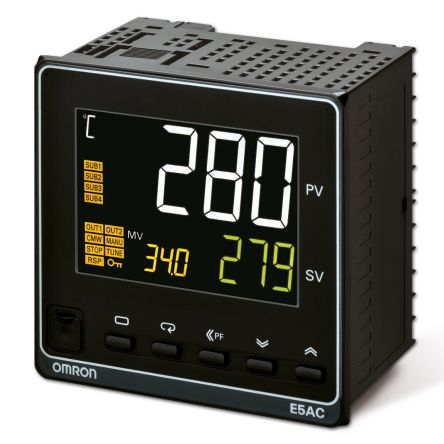 Omron E5AC Panel Mount PID Temperature Controller 2 Input, 4 Output Solid State Relay 240V ac PID Controller